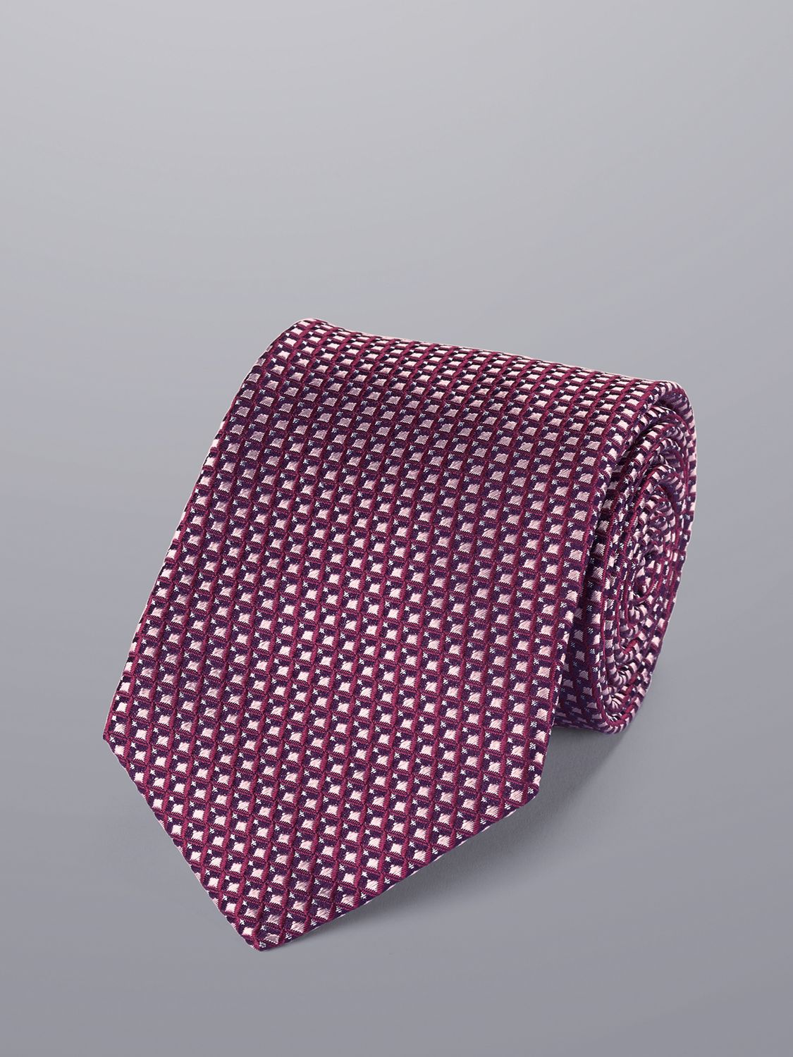 Charles Tyrwhitt Semi Plain Stain Resistant Silk Tie, Dark Pink at John ...