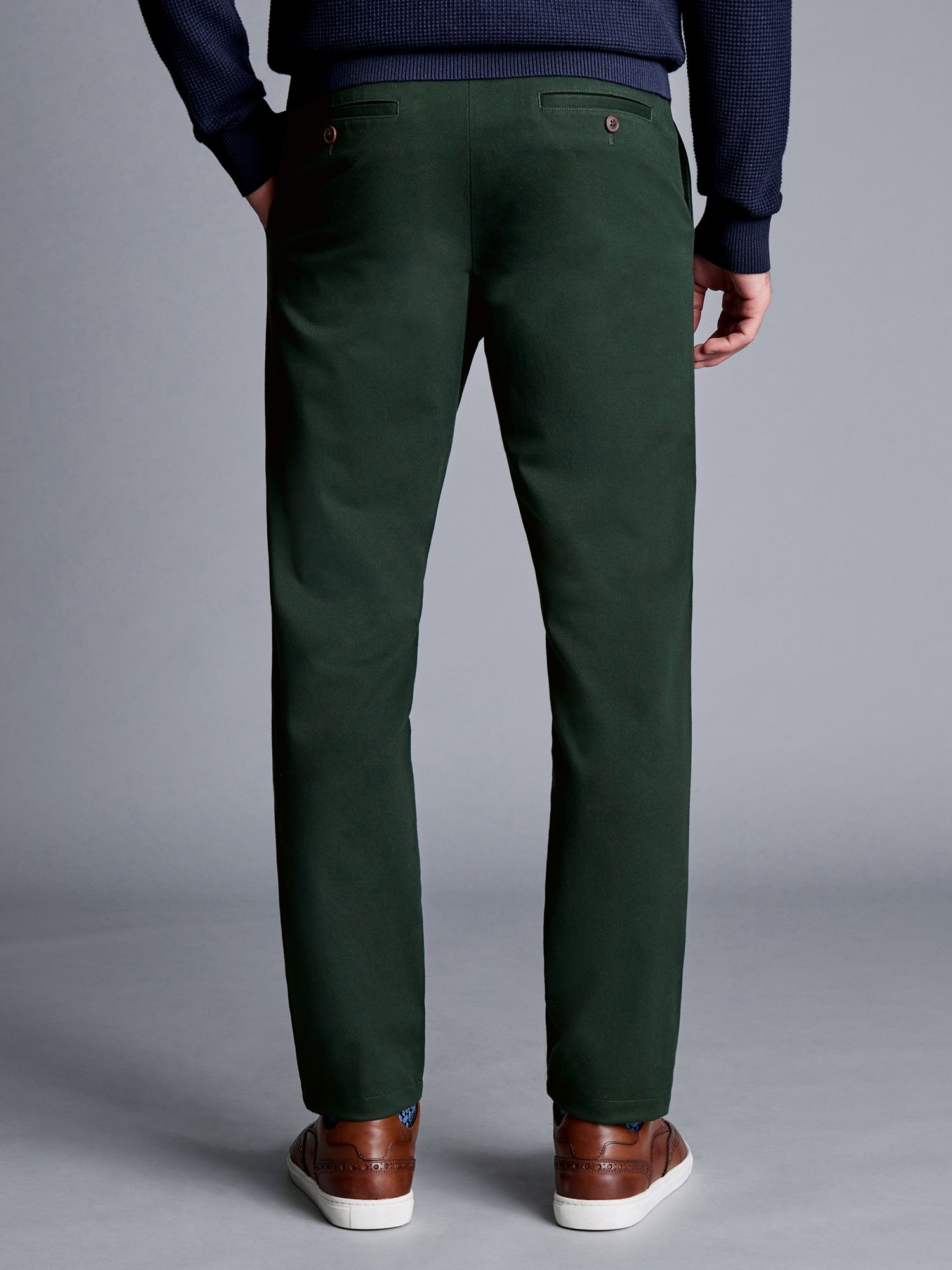 Charles Tyrwhitt Ultimate Non-Iron Slim Fit Chinos, Green at John Lewis ...