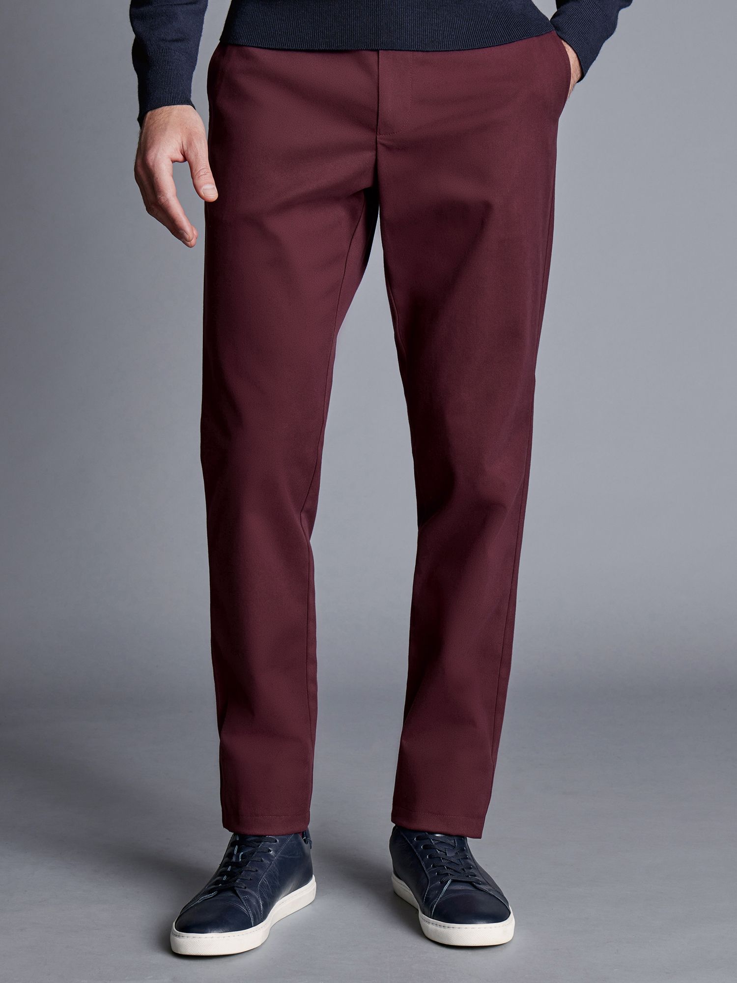 Charles Tyrwhitt Slim Fit Ultimate Non-Iron Chinos, Wine Red at John ...