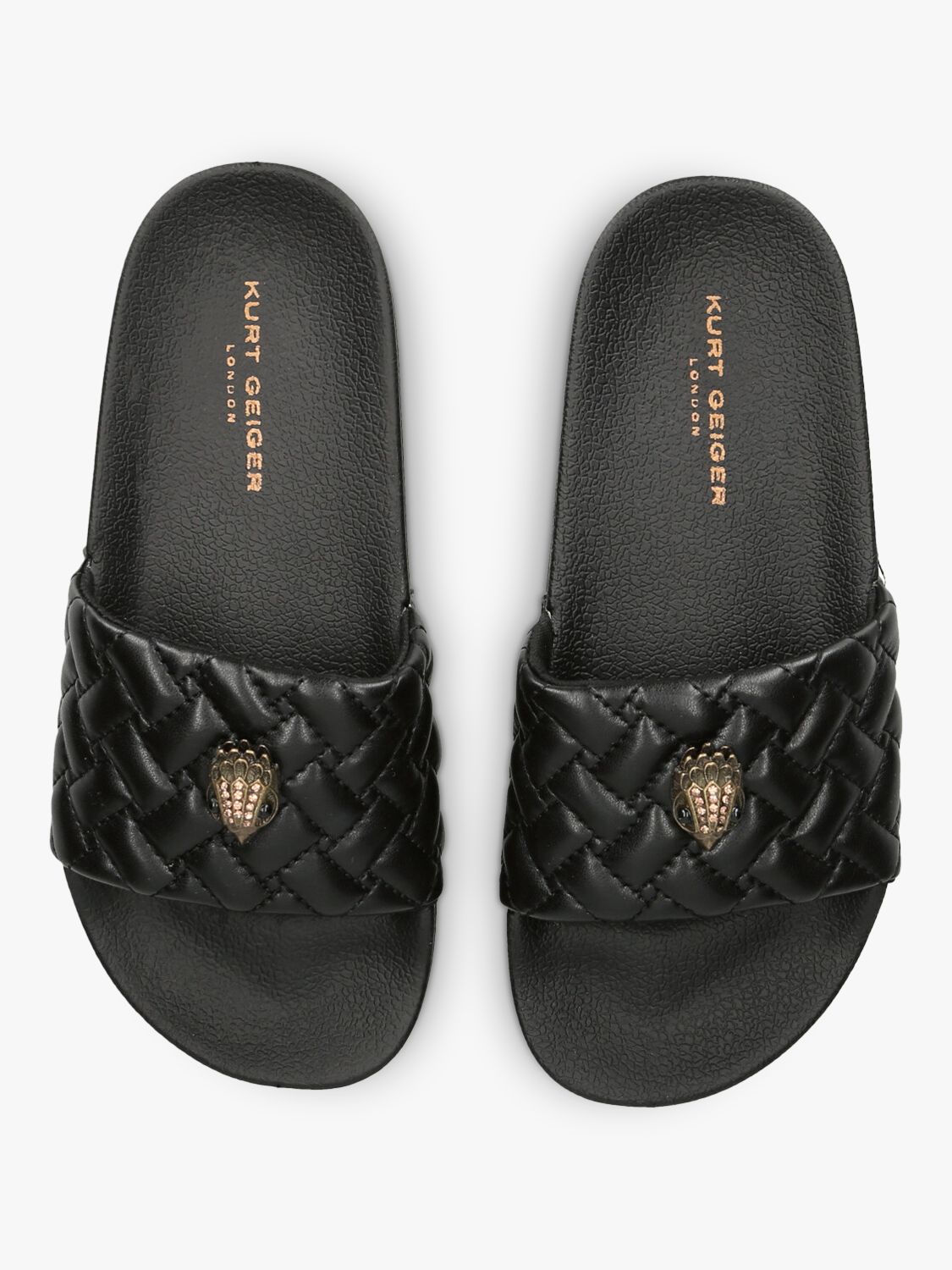 Buy Kurt Geiger London Kids' Mini Meena Eagle Quilted Slider Sandals, Black Online at johnlewis.com