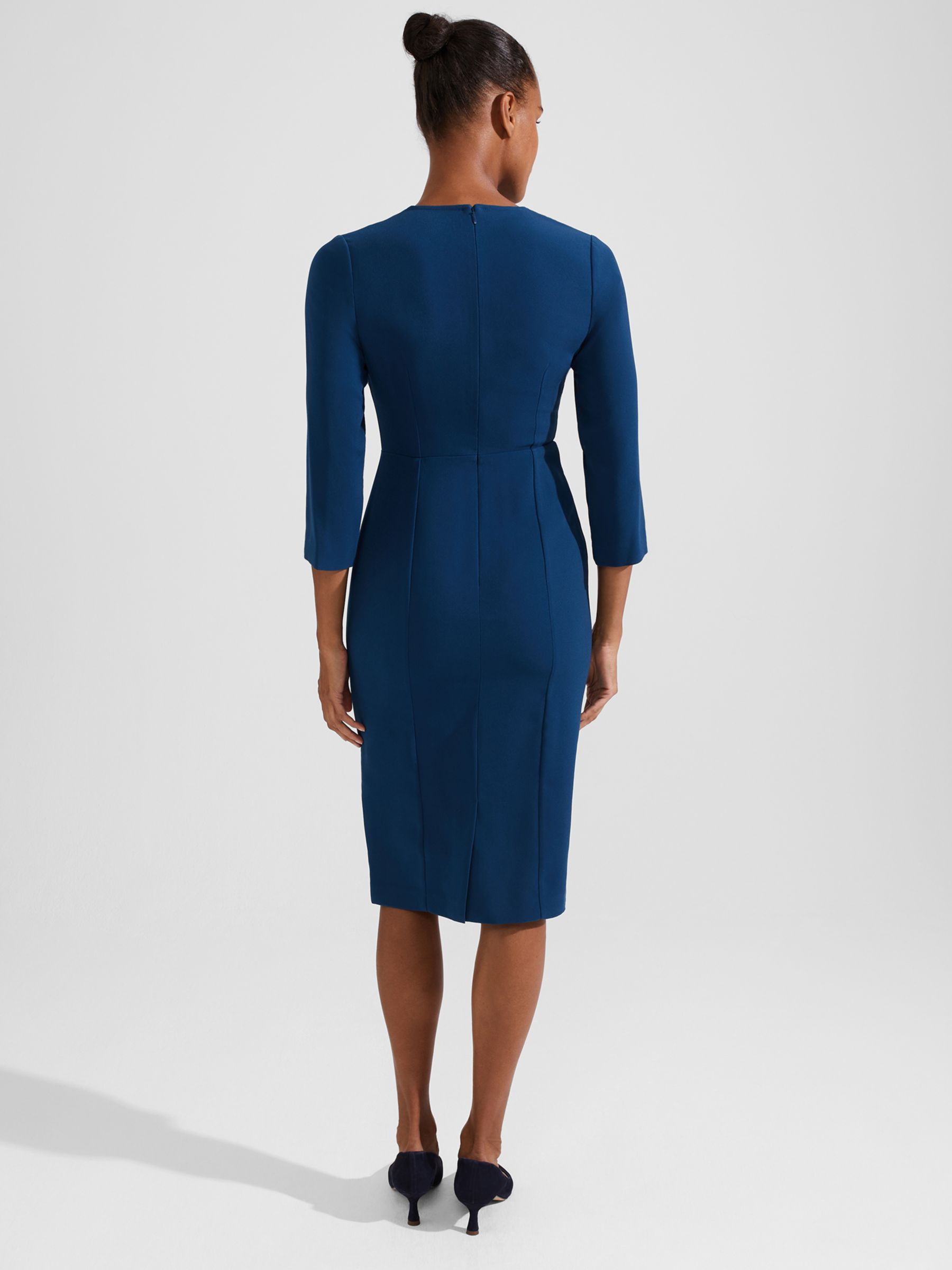 Buy Hobbs Saige V Neck Sheath Dress, Steel Blue Online at johnlewis.com