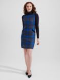 Hobbs Petite Maven Check Wool Dress, Blue/Multi, Blue/Multi