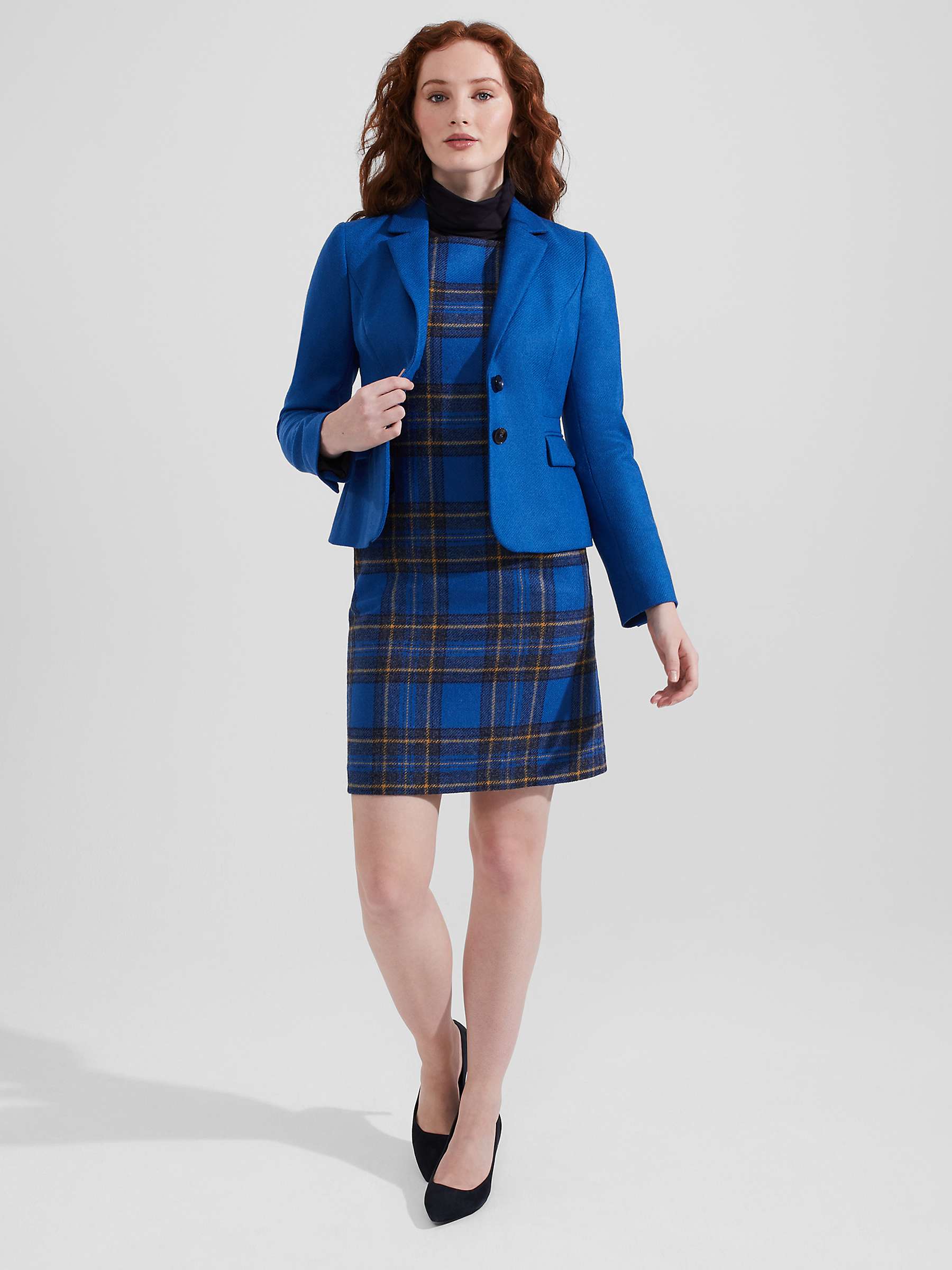 Buy Hobbs Petite Maven Check Wool Dress, Blue/Multi Online at johnlewis.com