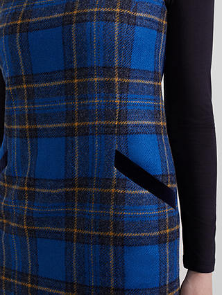 Hobbs Petite Maven Check Wool Dress, Blue/Multi