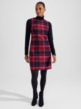 Hobbs Sariah Shift Check Wool Dress, Pink/Navy Multi