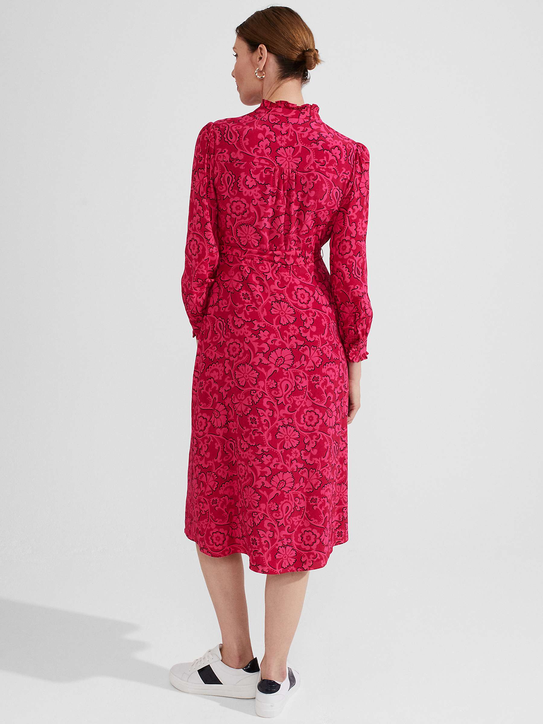 Buy Hobbs Petite Eleanora Floral Midi Dress, Red/Multi Online at johnlewis.com