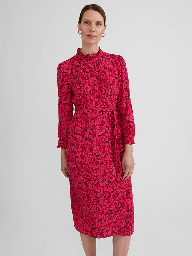 Hobbs Petite Eleanora Floral Midi Dress, Red/Multi
