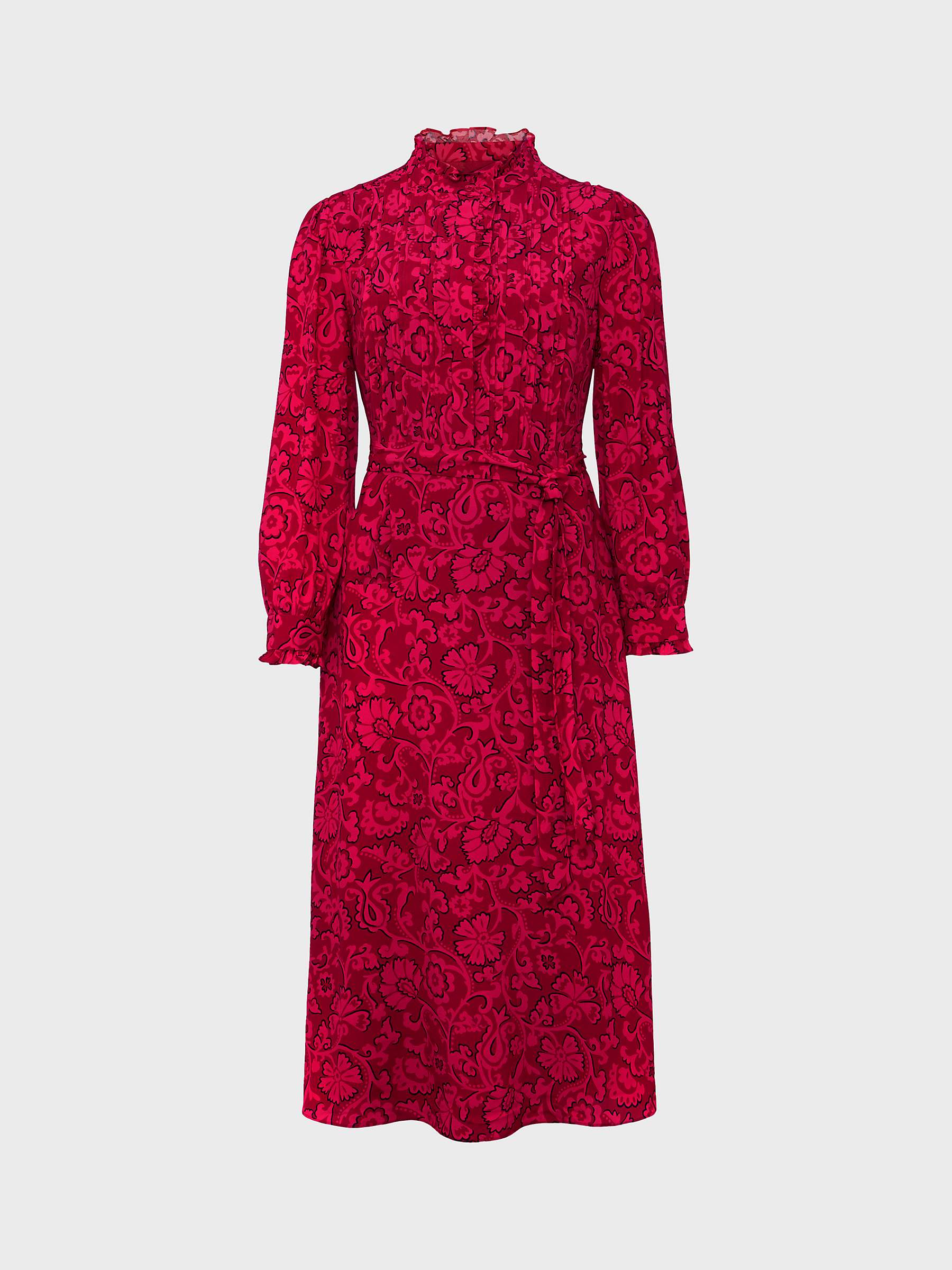 Buy Hobbs Petite Eleanora Floral Midi Dress, Red/Multi Online at johnlewis.com