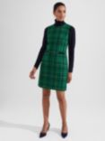 Hobbs Petite Margot Check Wool Dress, Green/Multi