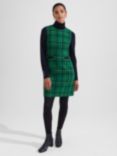 Hobbs Petite Margot Check Wool Dress, Green/Multi, Green/Multi