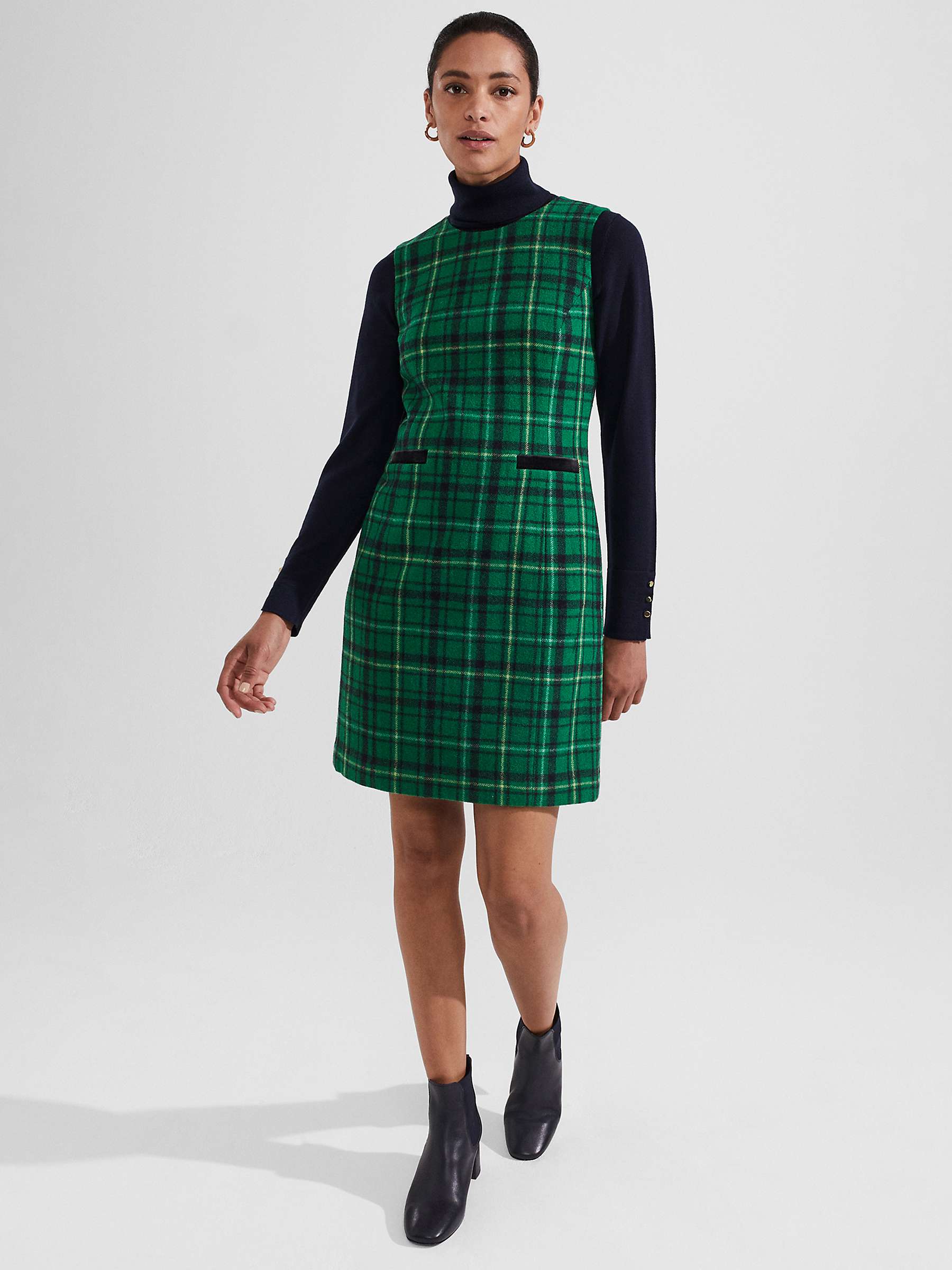 Buy Hobbs Petite Margot Check Wool Dress, Green/Multi Online at johnlewis.com