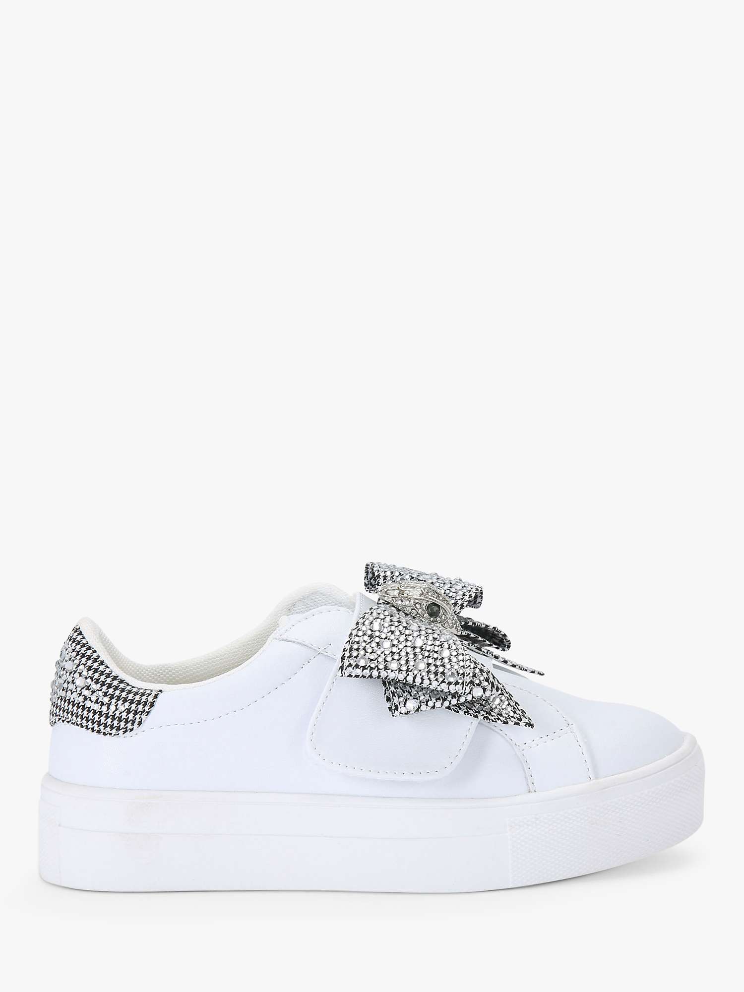 Buy Kurt Geiger London Kids' Mini Laney Bow Leather Trainers, White/Silver Online at johnlewis.com