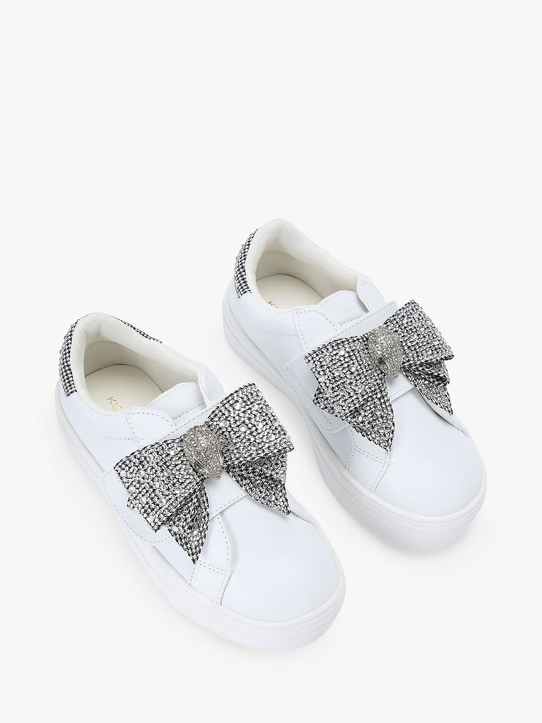 Buy Kurt Geiger London Kids' Mini Laney Bow Leather Trainers, White/Silver Online at johnlewis.com