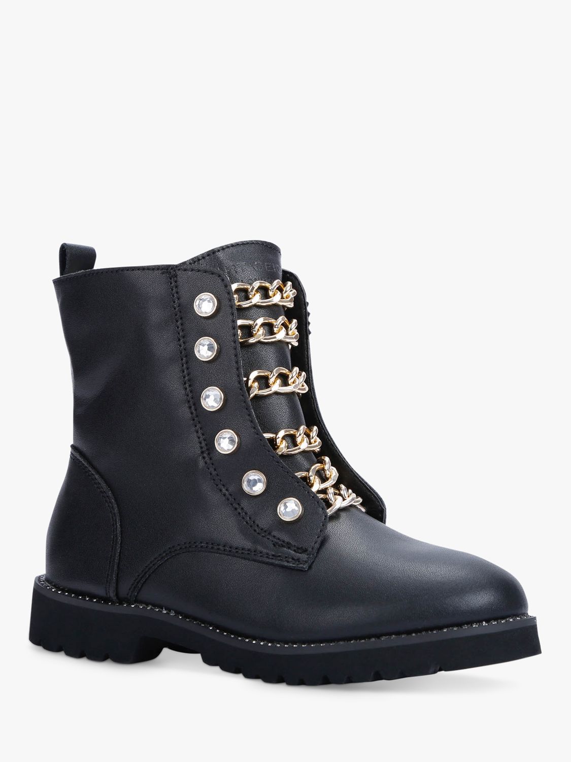 Kurt Geiger London Kids' Mini Bax Leather Biker Boots, Black at John ...