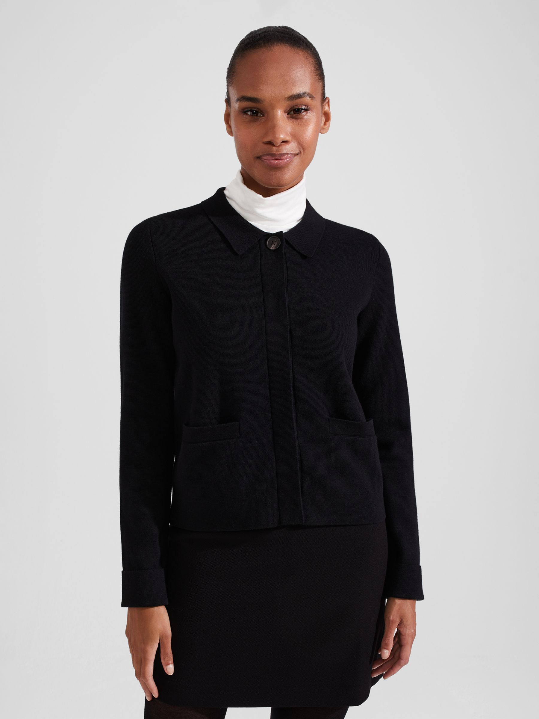 Hobbs Dawn Knitted Jacket, Black at John Lewis & Partners