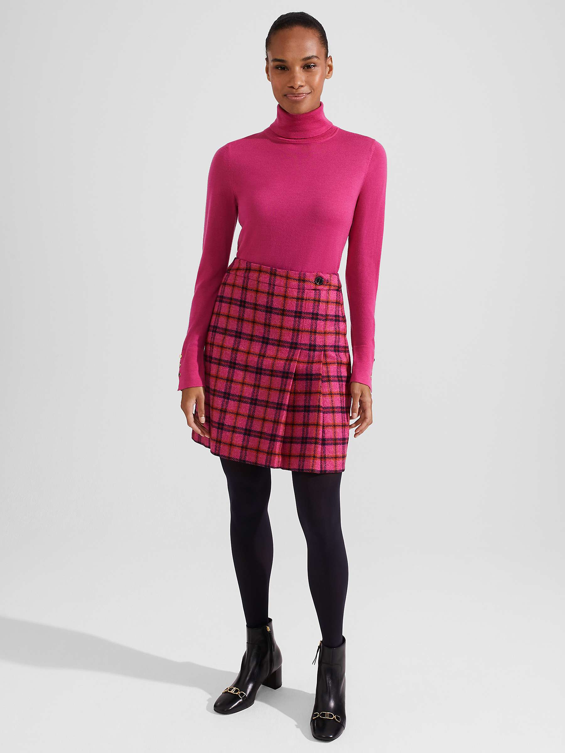 Buy Hobbs Leah Check Wool Mini Skirt, Pink/Multi Online at johnlewis.com