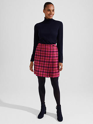 Hobbs Leah Check Wool Mini Skirt, Pink/Multi