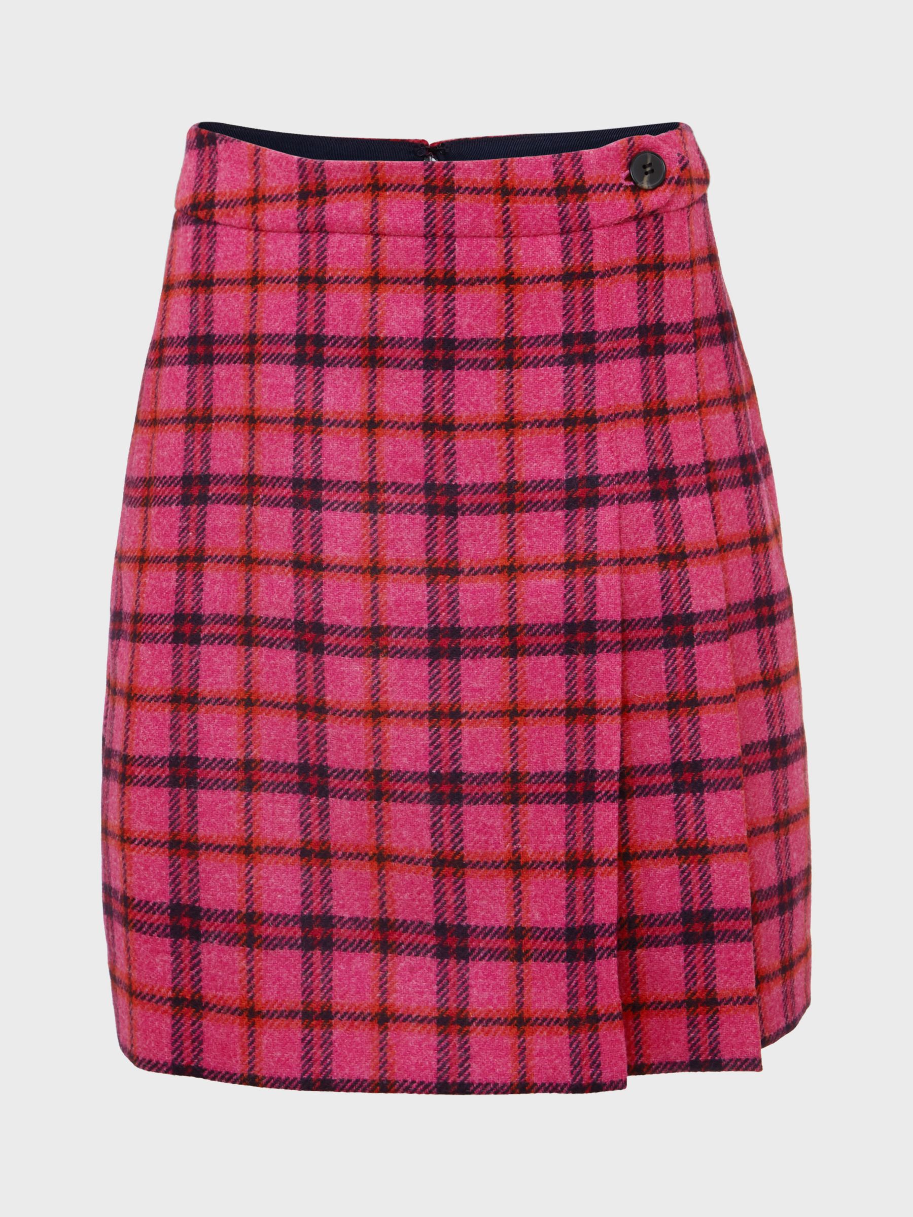 Hobbs Leah Check Wool Mini Skirt, Pink/Multi at John Lewis & Partners
