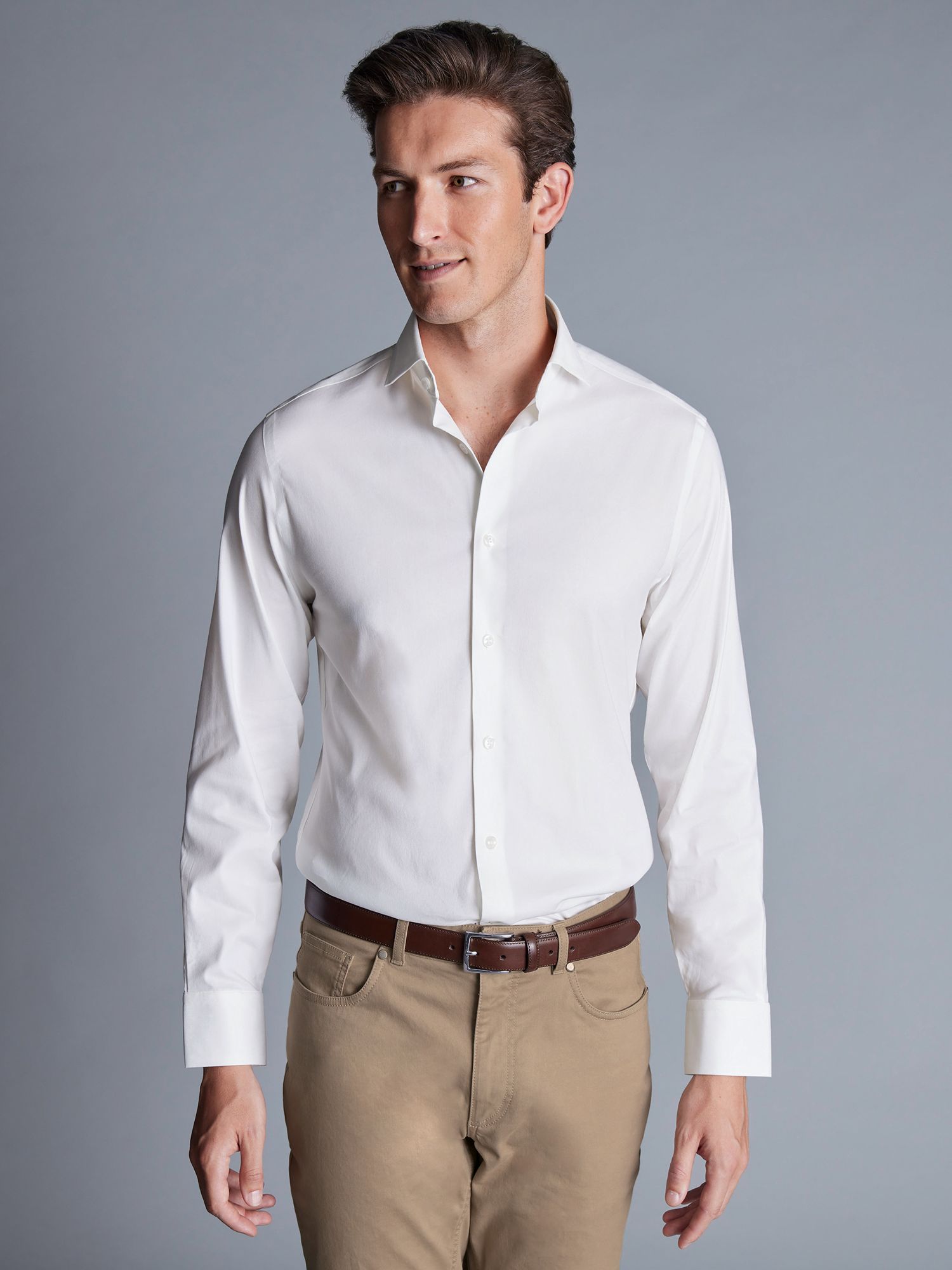 Charles Tyrwhitt Stretch Twill Slim Fit Shirt, White, 16