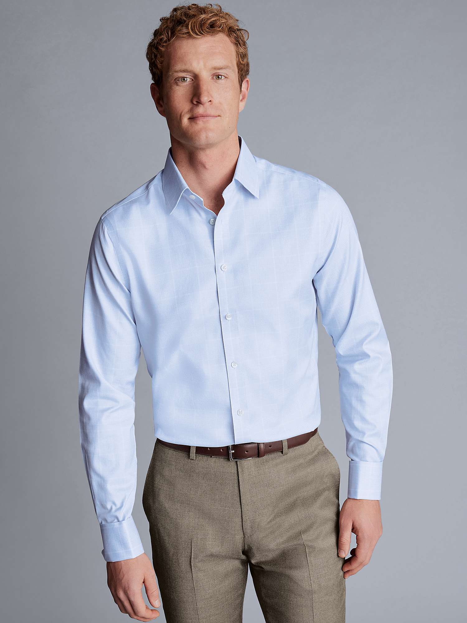 Buy Charles Tyrwhitt Non-Iron Prince Of Wales Check Shirt, Blue Online at johnlewis.com