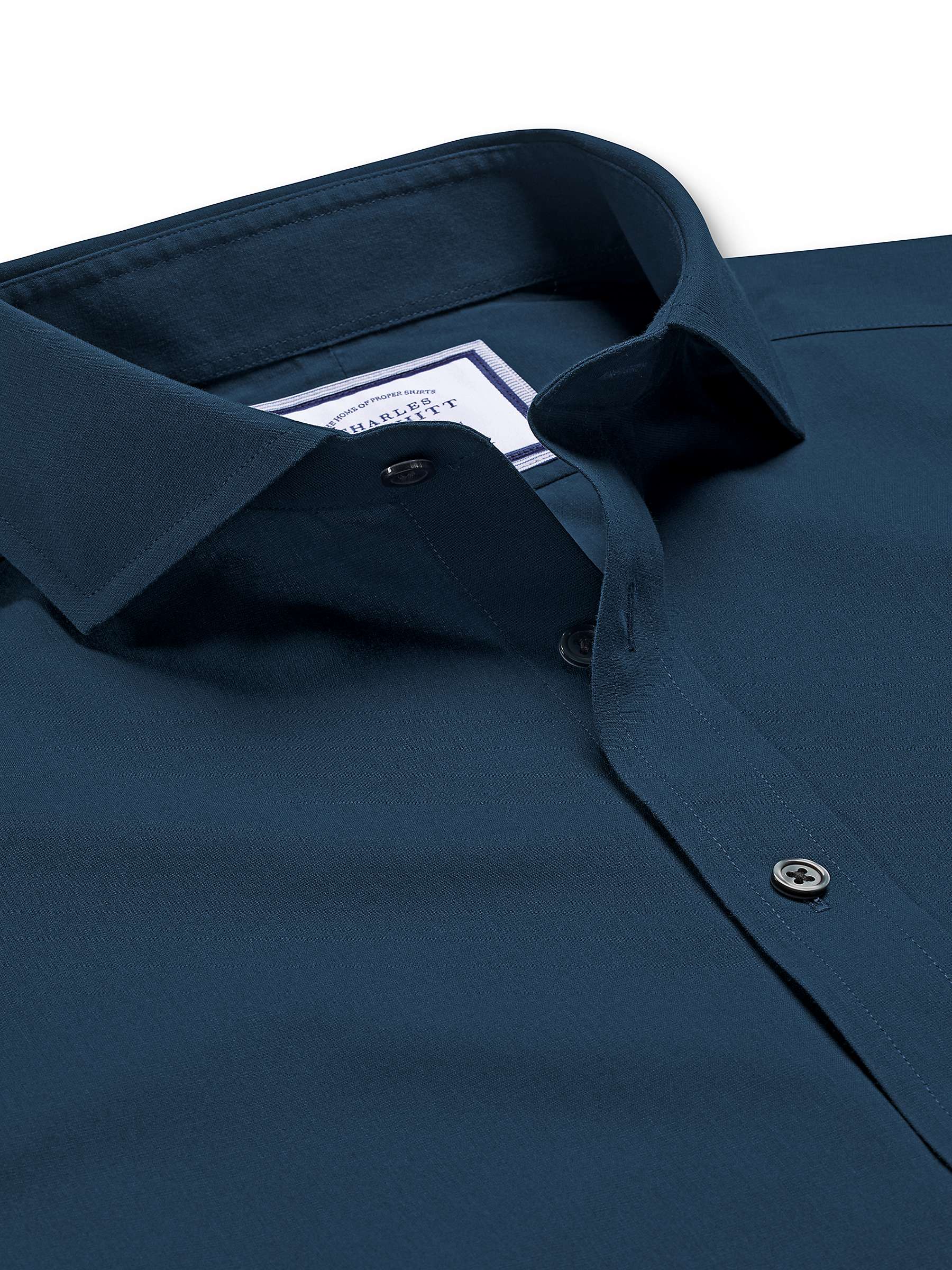 Charles Tyrwhitt Cutaway Collar Non-Iron Poplin Slim Fit Shirt, Petrol ...