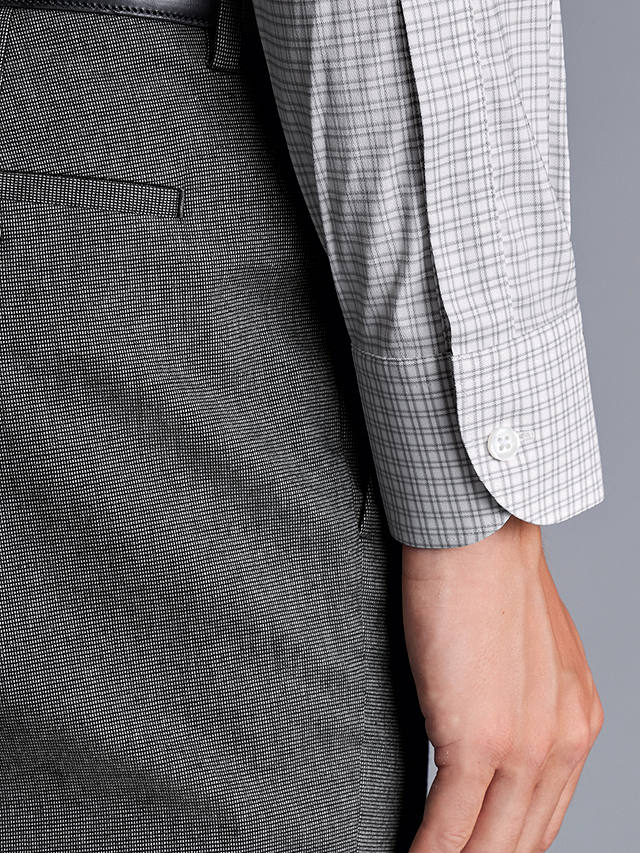 Charles Tyrwhitt Grid Check Non-Iron Stretch Twill Slim Fit Shirt, Silver Grey/Multi