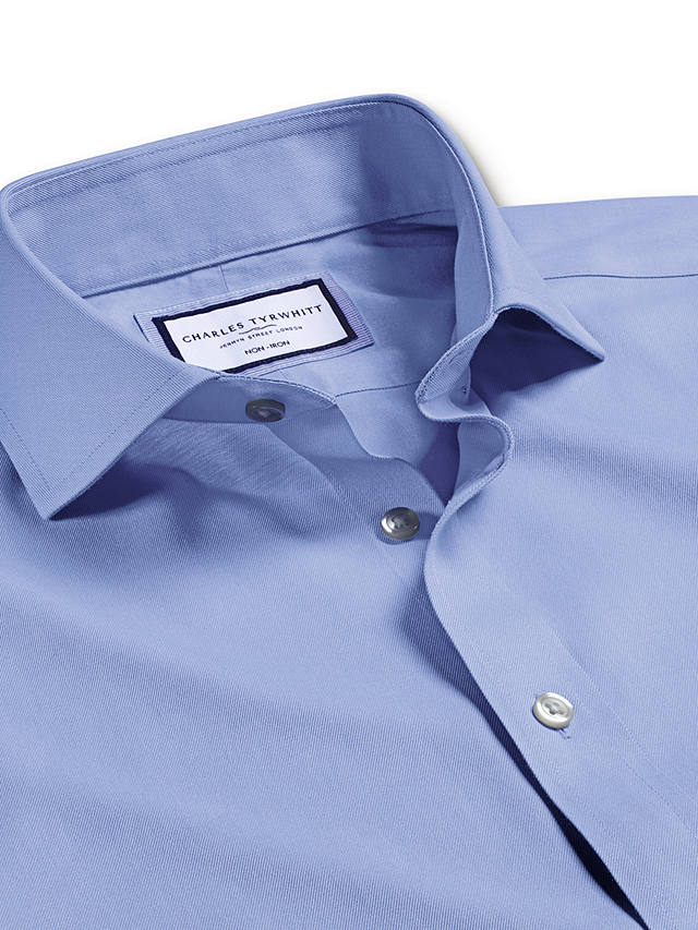 Charles Tyrwhitt Button Down Collar Non-Iron Slim Fit Shirt, Cornflower Blue