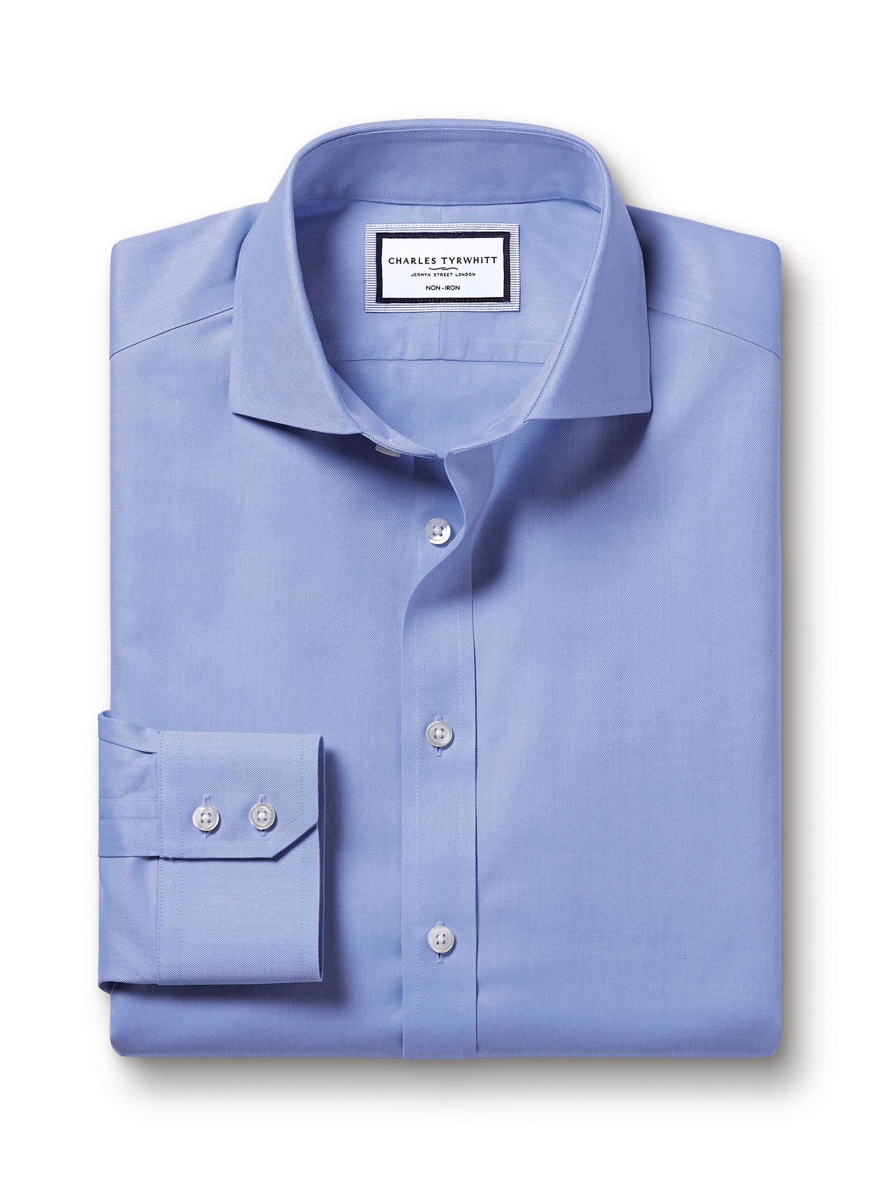 Buy Charles Tyrwhitt Button Down Collar Non-Iron Slim Fit Shirt, Cornflower Blue Online at johnlewis.com
