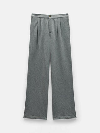 HUSH Theo Wide Leg Jersey Trousers, Concrete Marl at John Lewis & Partners