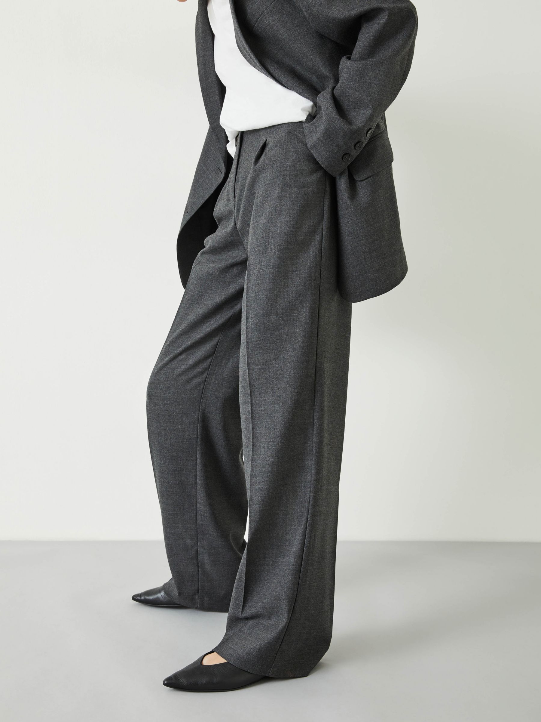 Buy HUSH Carla Wide Leg Tailored Trousers, Charcoal Marl Online at johnlewis.com