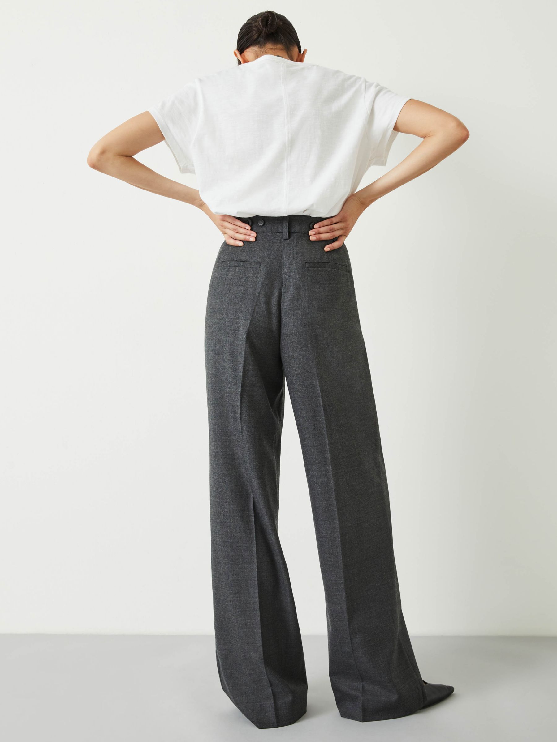 Buy HUSH Carla Wide Leg Tailored Trousers, Charcoal Marl Online at johnlewis.com