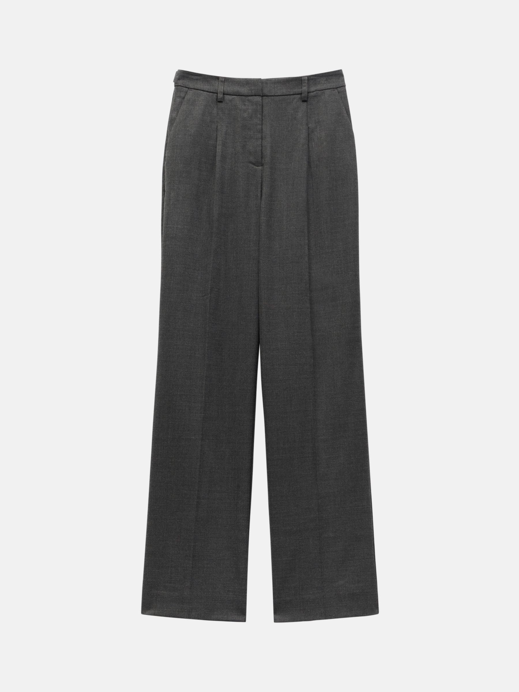 HUSH Carla Wide Leg Tailored Trousers, Charcoal Marl, 8