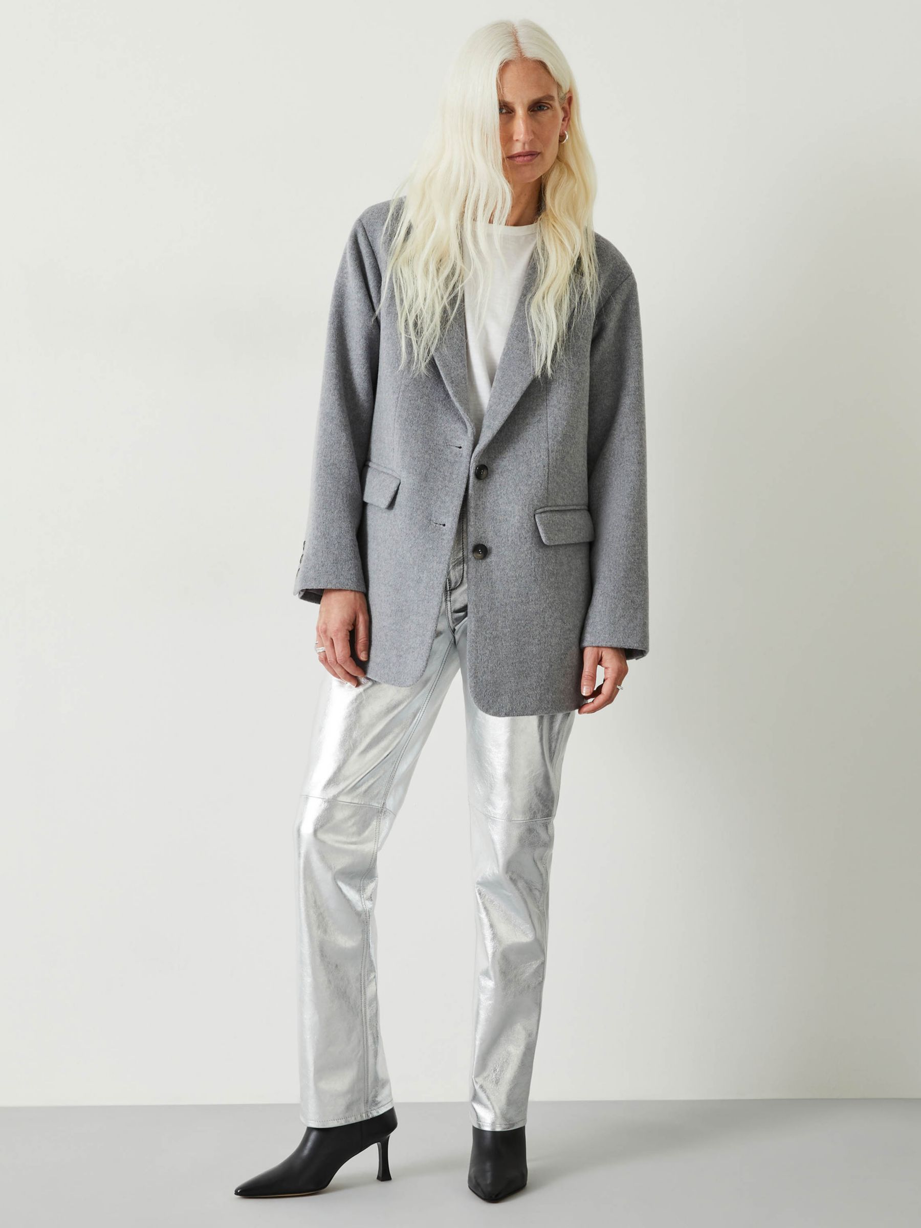 HUSH Silver Leather Trousers, £239.20