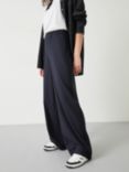 HUSH Alpa Wide Leg Wool Blend Trousers, Navy