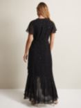 Phase Eight Melody Sequin Feather Maxi Dress, Black