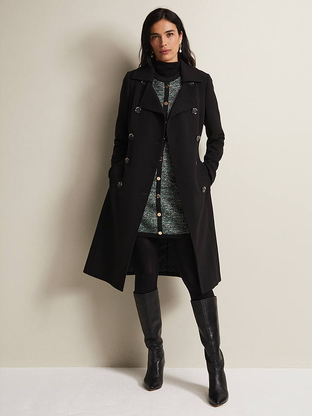 Phase Eight Layana Smart Trench Coat, Black