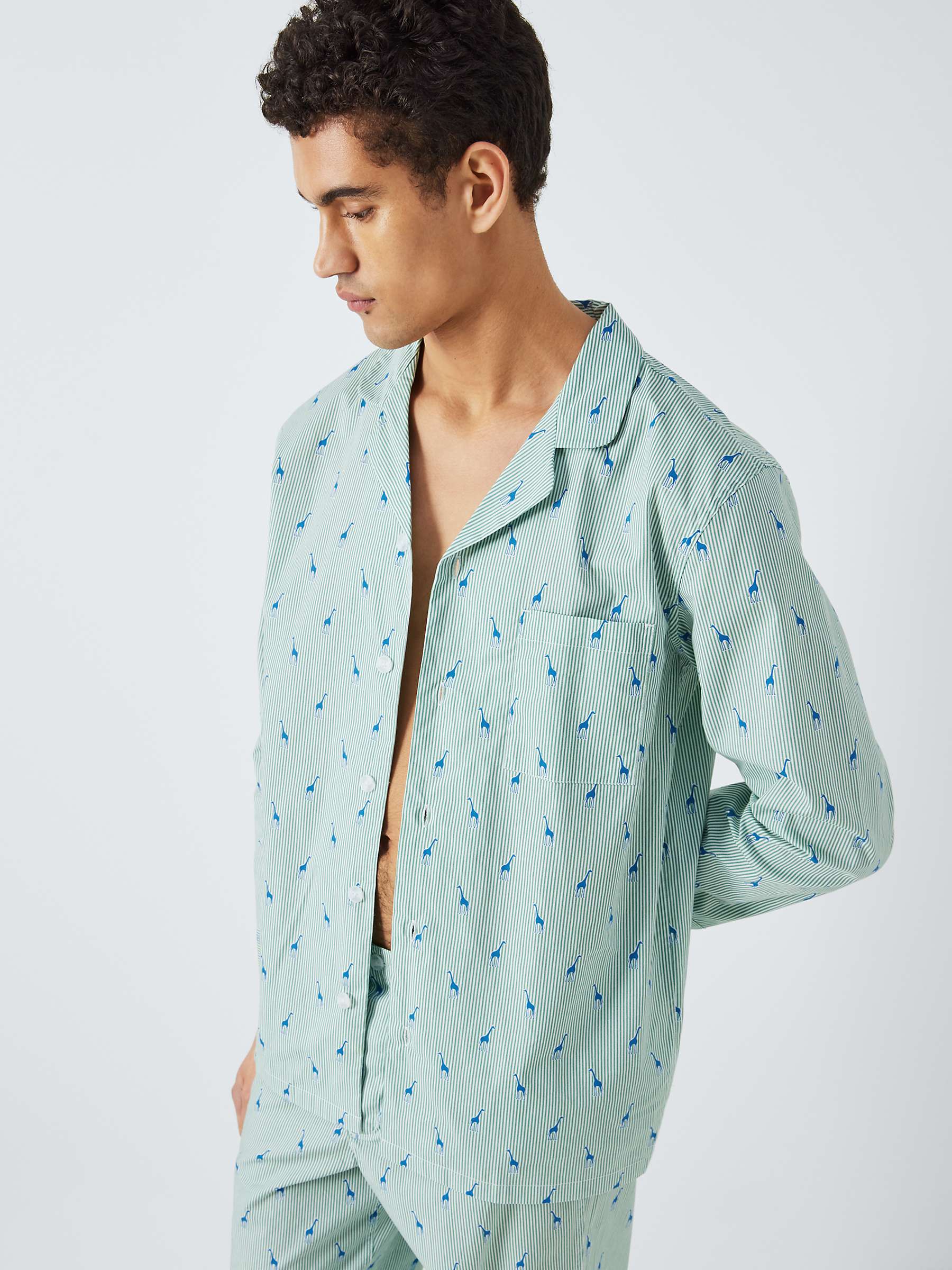 Buy John Lewis Organic Cotton Giraffe Print Pyjama Set, Blue/Multi Online at johnlewis.com