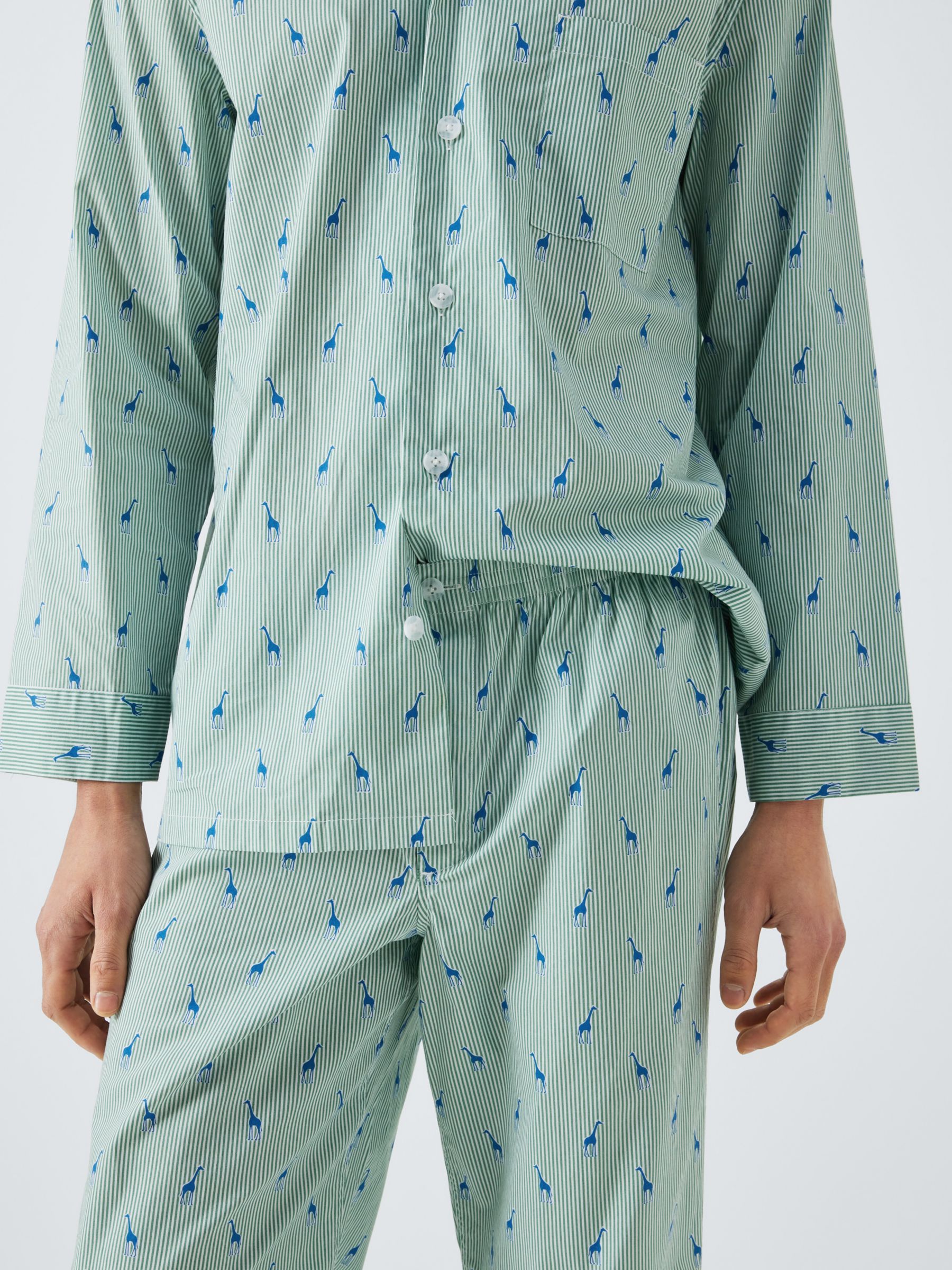 Buy John Lewis Organic Cotton Giraffe Print Pyjama Set, Blue/Multi Online at johnlewis.com