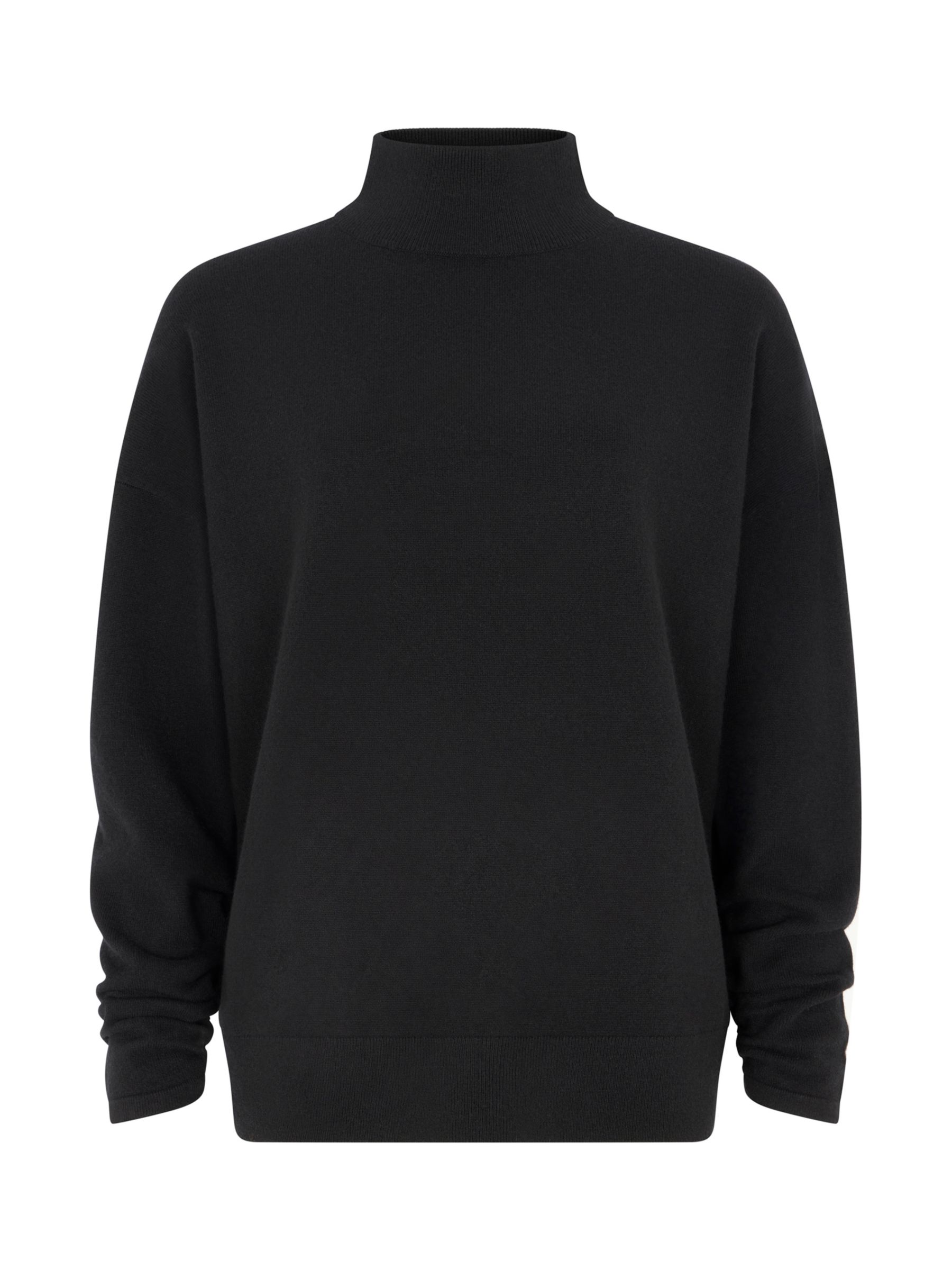 Mint Velvet Funnel Neck Batwing Jumper, Black at John Lewis & Partners