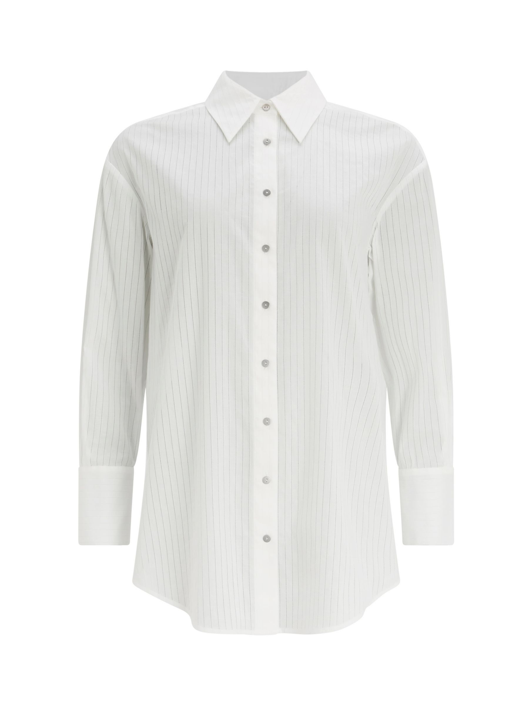 Mint Velvet Cotton Pinstripe Shirt, Ivory at John Lewis & Partners