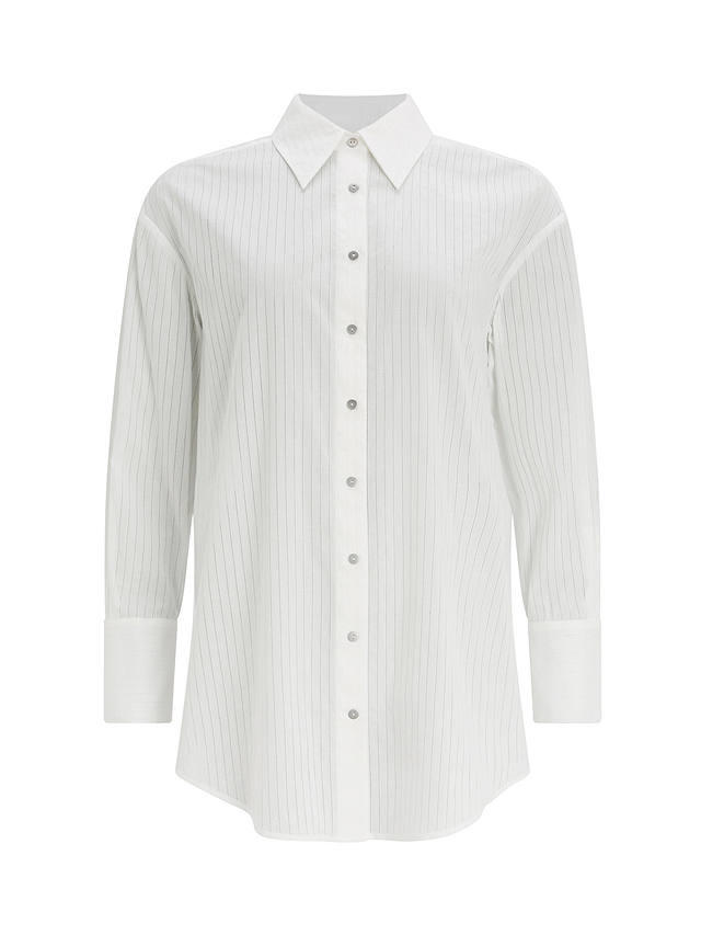 Mint Velvet Cotton Pinstripe Shirt, Ivory
