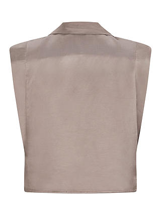 Mint Velvet Linen Blend Blazer Style Wrap Top, Taupe