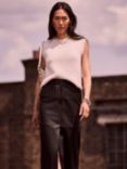 Mint Velvet Leather Midi Skirt, Black