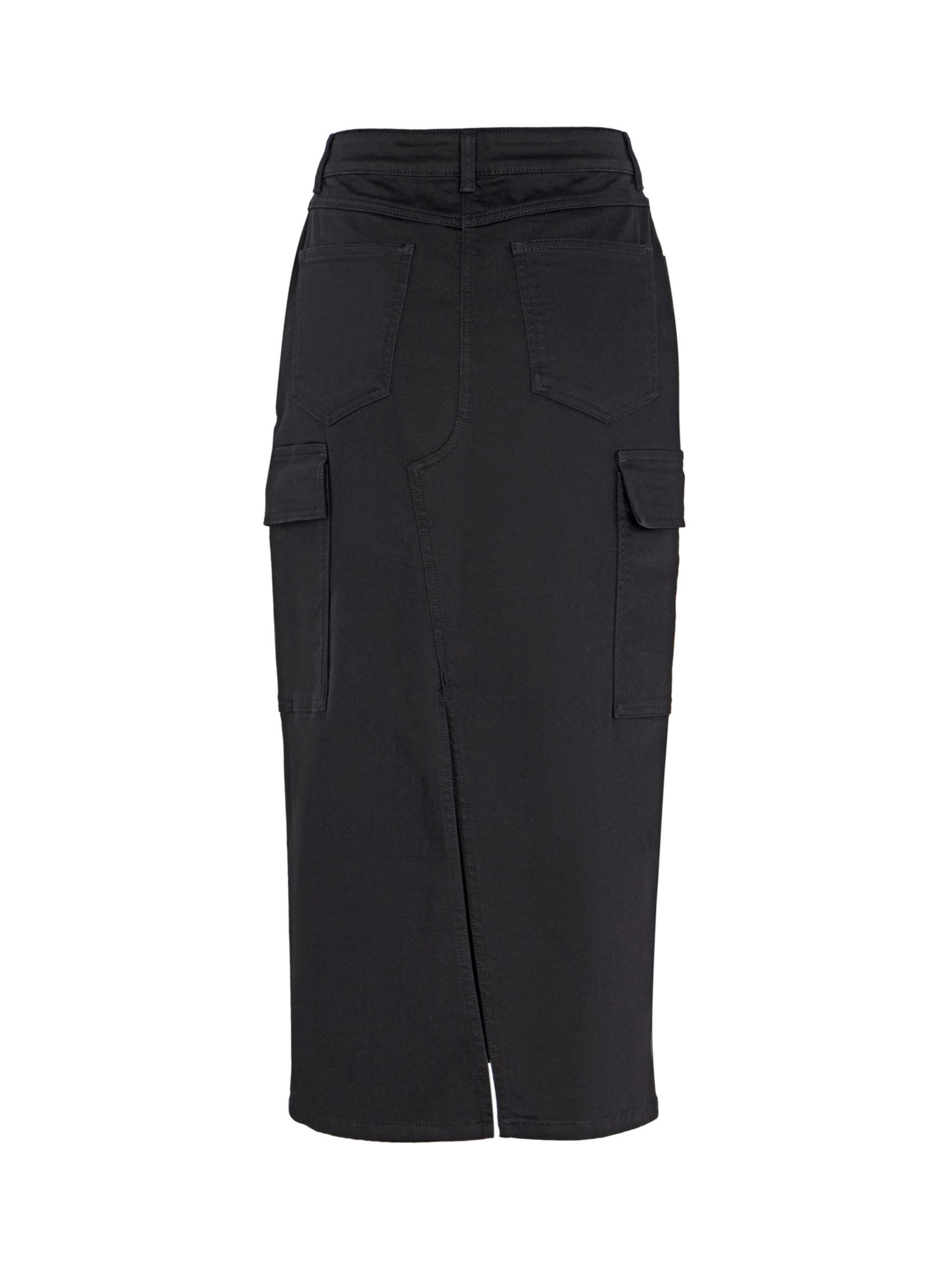 Mint Velvet Denim Cargo Midi Skirt, Black at John Lewis & Partners