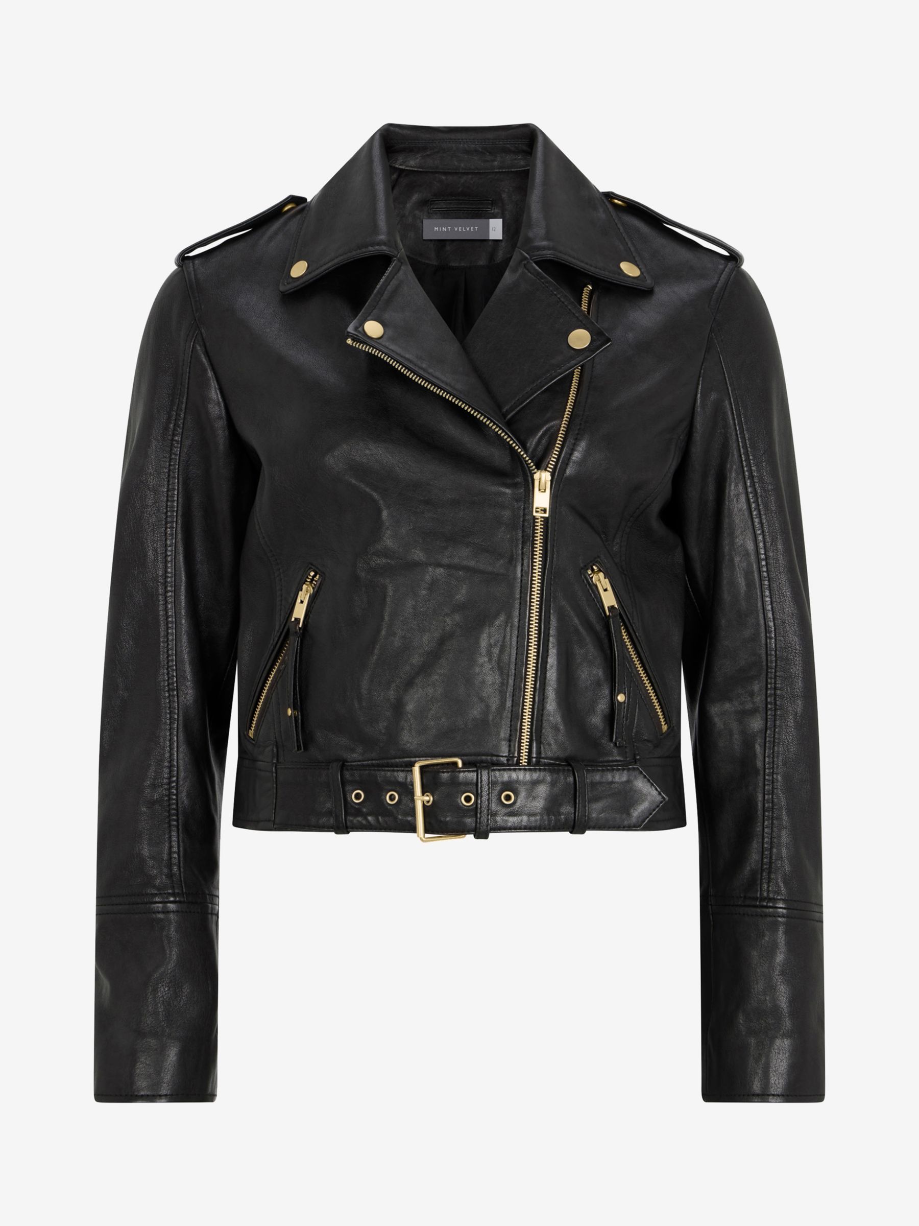 Leather biker jacket Mint Velvet Black size 12 UK in Leather - 39674948