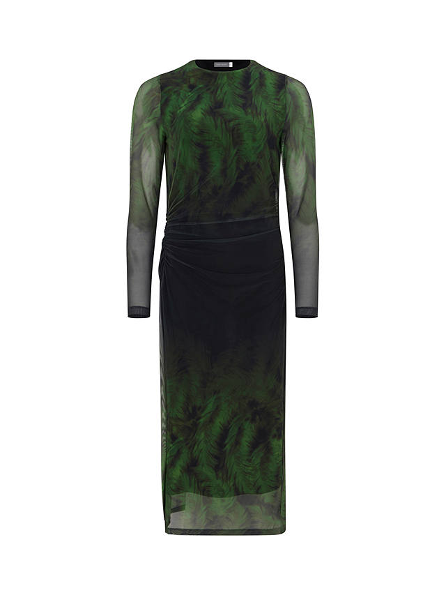 Mint Velvet Printed Ruched Midi Dress, Mid Green at John Lewis & Partners