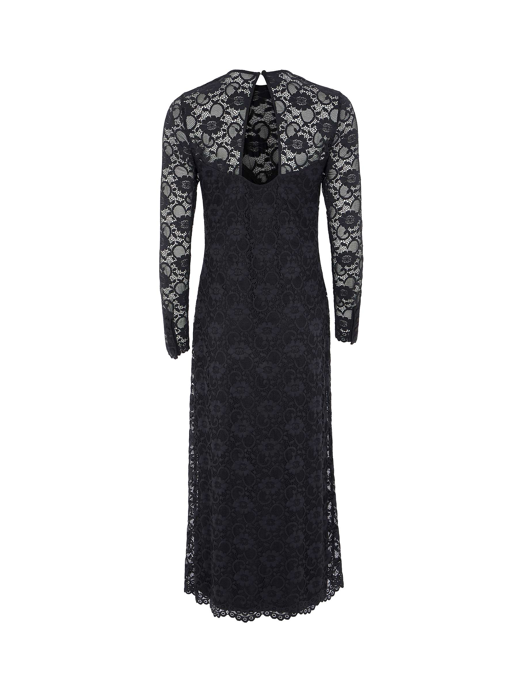 Buy Mint Velvet Lace Ruched Midi Dress, Black Online at johnlewis.com