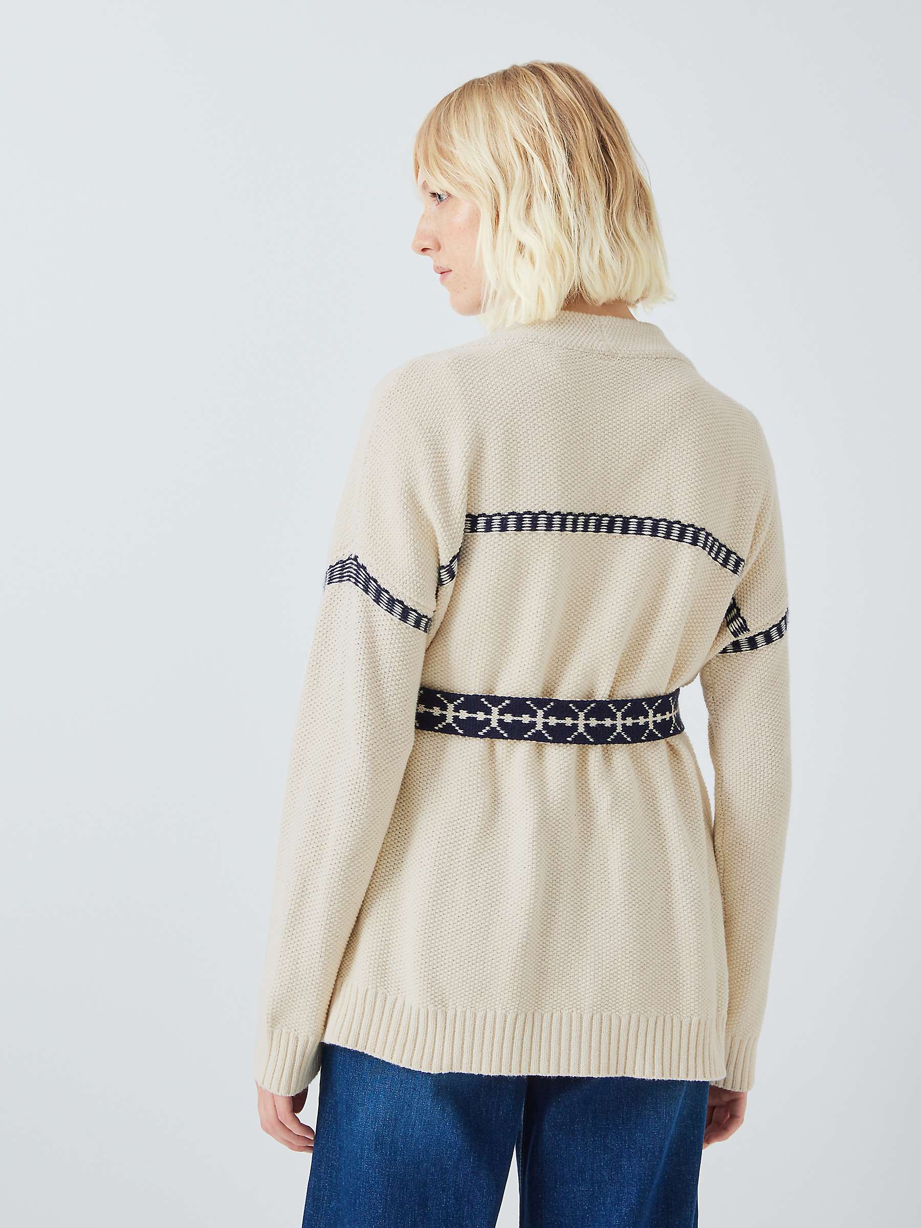 Buy AND/OR Belted Wool Blend Cardigan, Cream/Navy Online at johnlewis.com