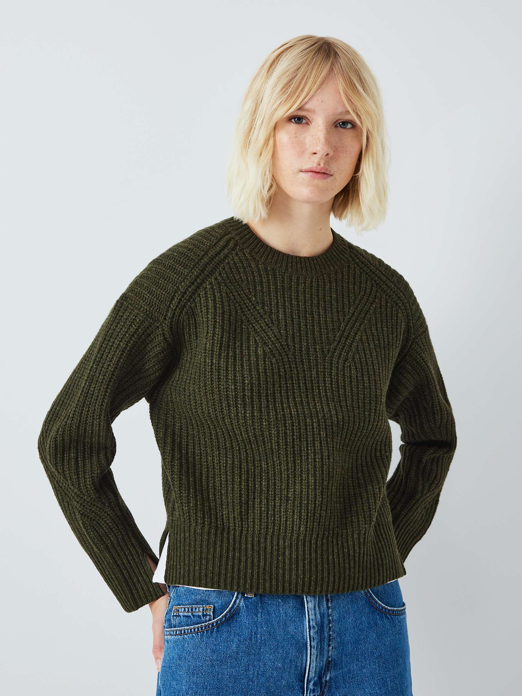 Buy AND/OR Kimberley Ribbed Jumper, Khaki Online at johnlewis.com
