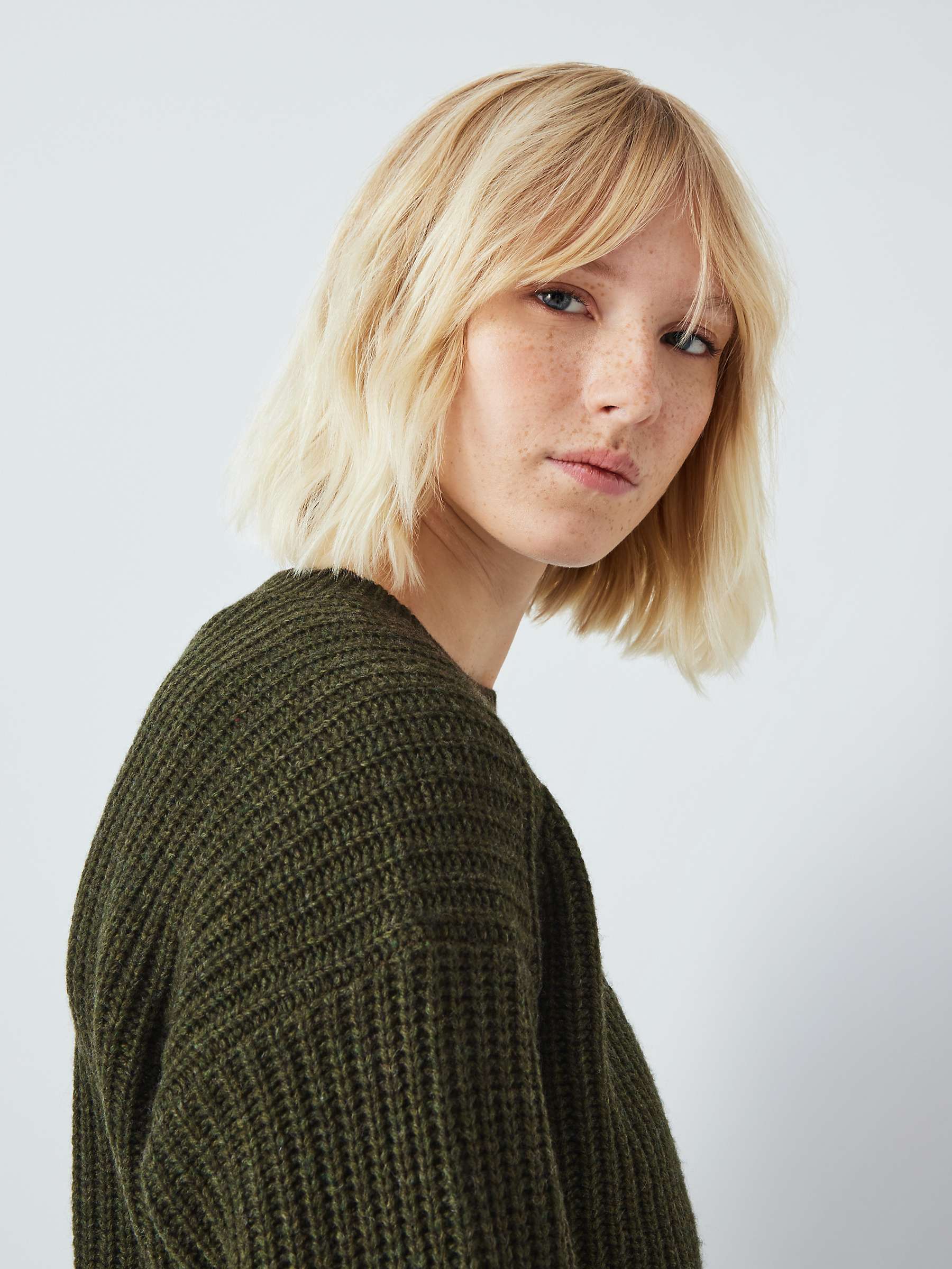 Buy AND/OR Kimberley Ribbed Jumper, Khaki Online at johnlewis.com